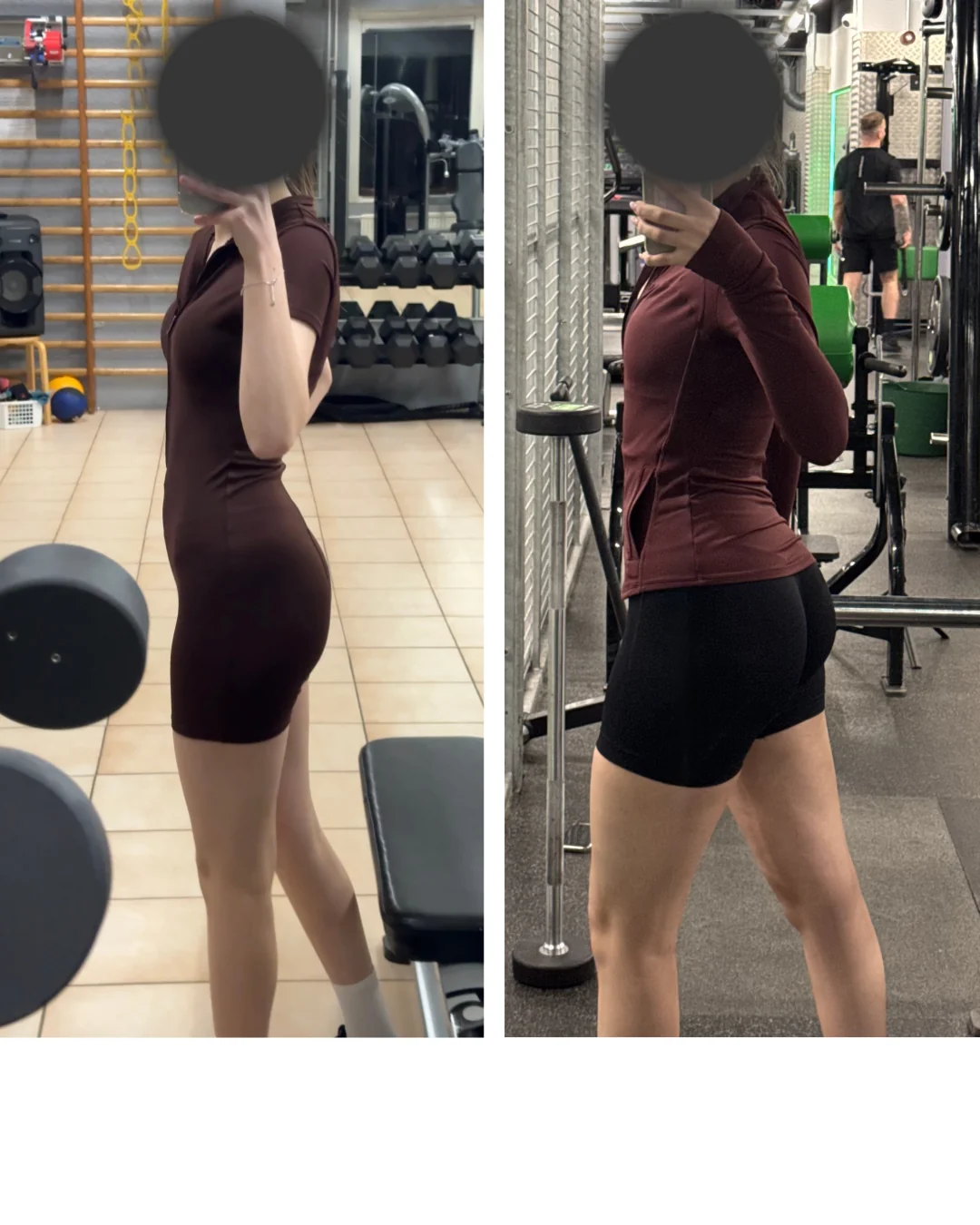 Client before and after from the side, after 12 weeks of learning to train with confidence